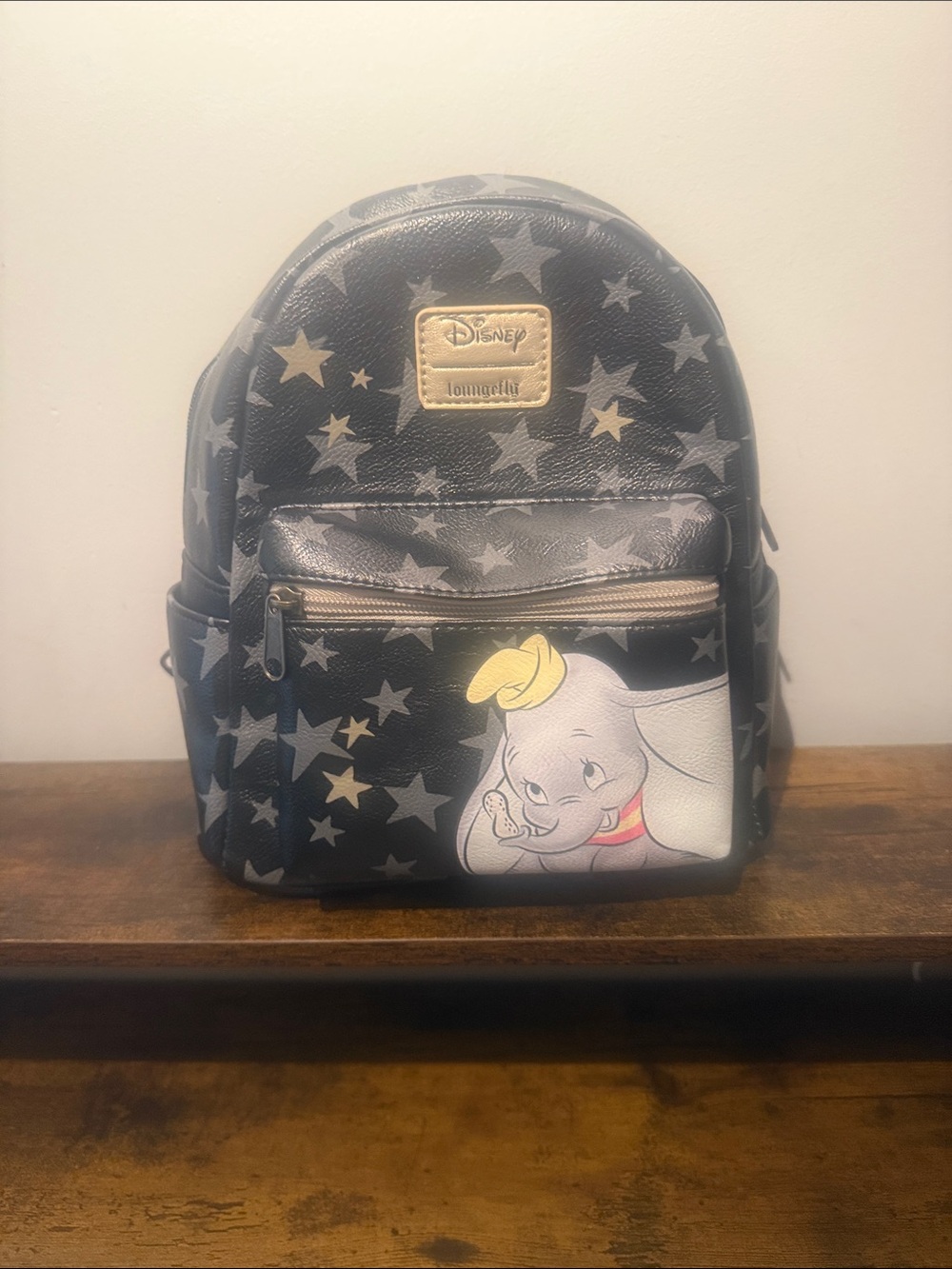 Loungefly Disney Dumbo Black and Gold Star Mini Backpack